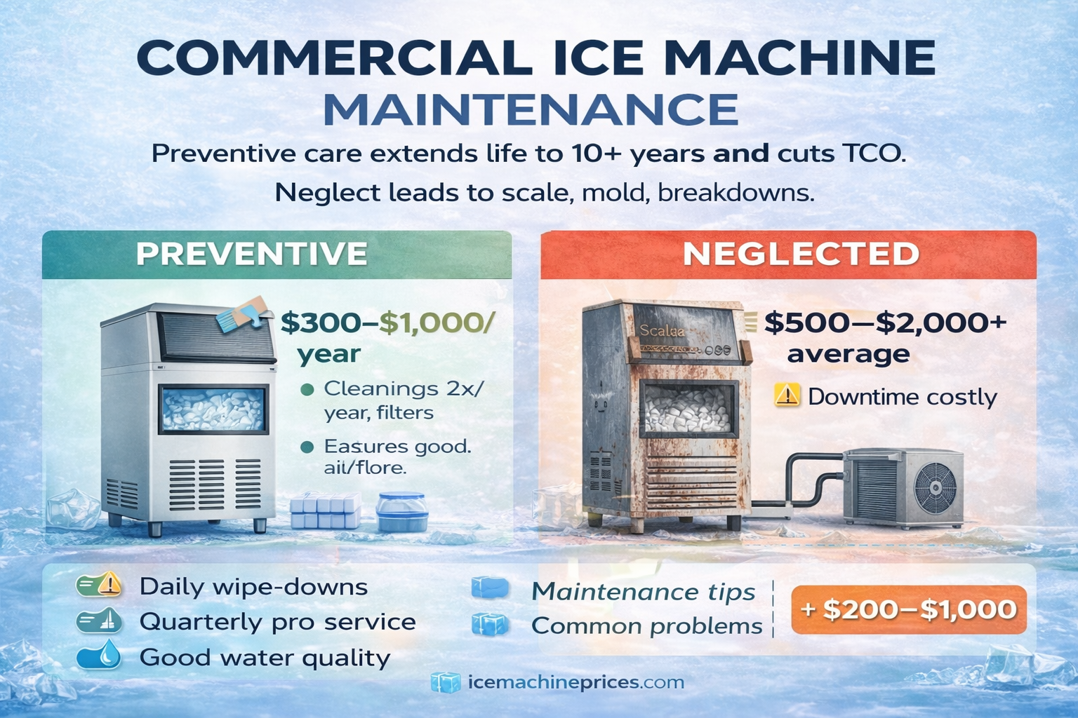 Commercial ice machine maintenance and repair costs